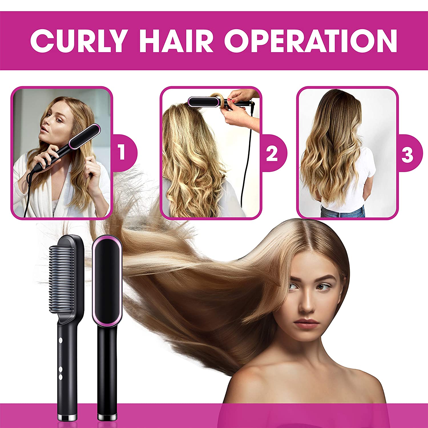 Professional hair straightener Brush & Styler  2 in 1